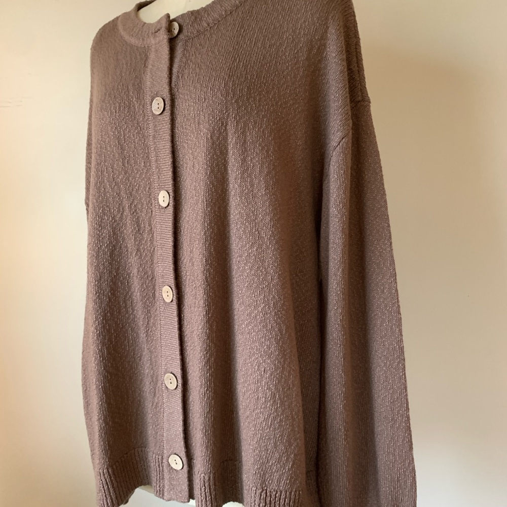 Free People Oversized Taupe Button-Up Cardigan